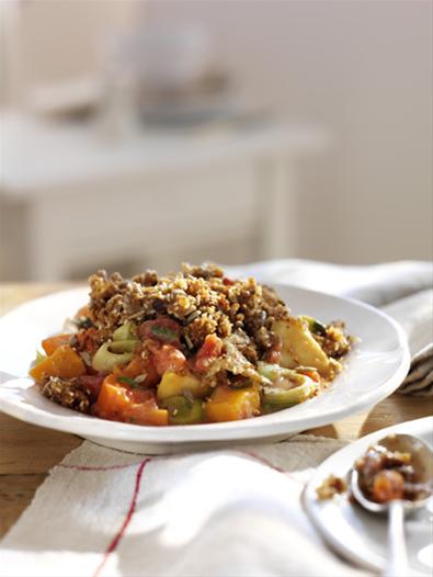 Root vegetable and nut crumble